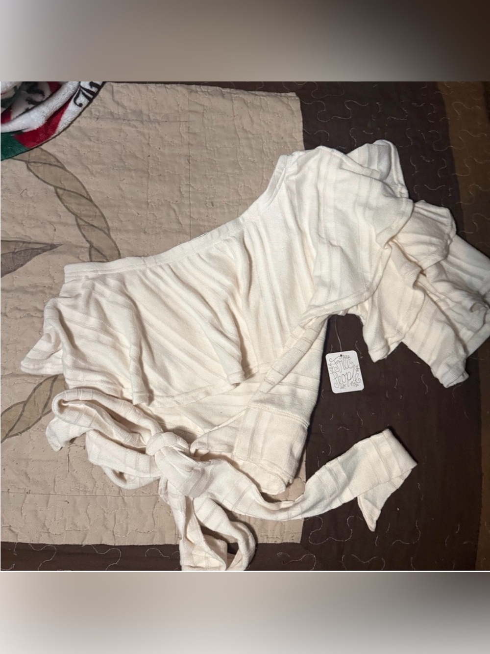 Free People Cream Off-Shoulder Wrap Top